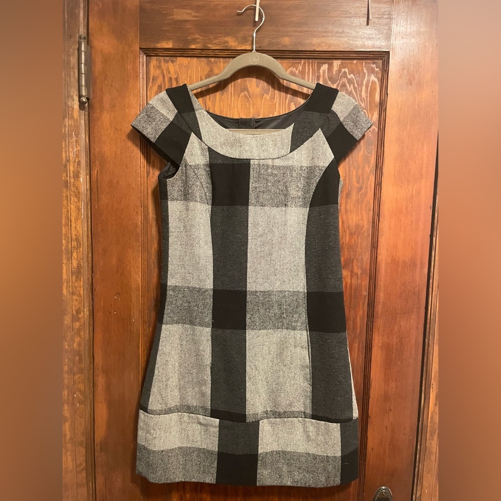 Gentle Fawn Grey Black Plaid Mini Dress